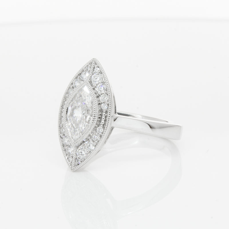 18ct White Gold 1.00ct Marquise Diamond Ring-Ring-Walker & Hall