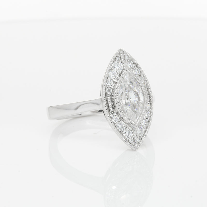 18ct White Gold 1.00ct Marquise Diamond Ring-Ring-Walker & Hall