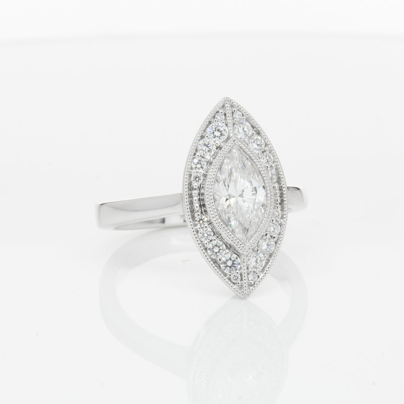 18ct White Gold 1.00ct Marquise Diamond Ring-Ring-Walker & Hall