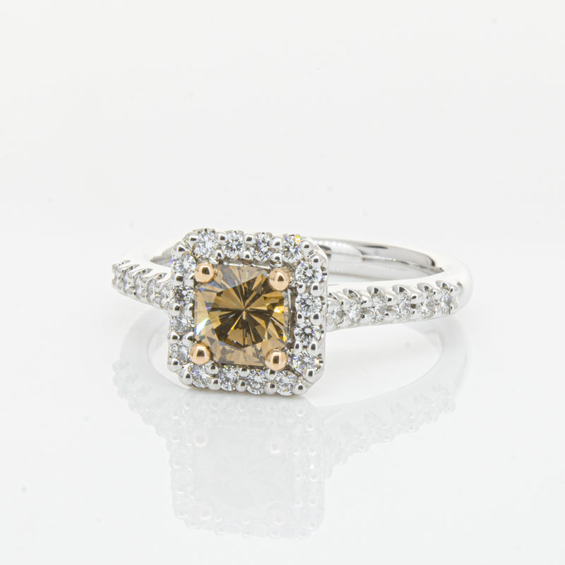 18ct White Gold .72ct Mocha Princess Cut Diamond Manhattan Ring-Ring-Walker & Hall