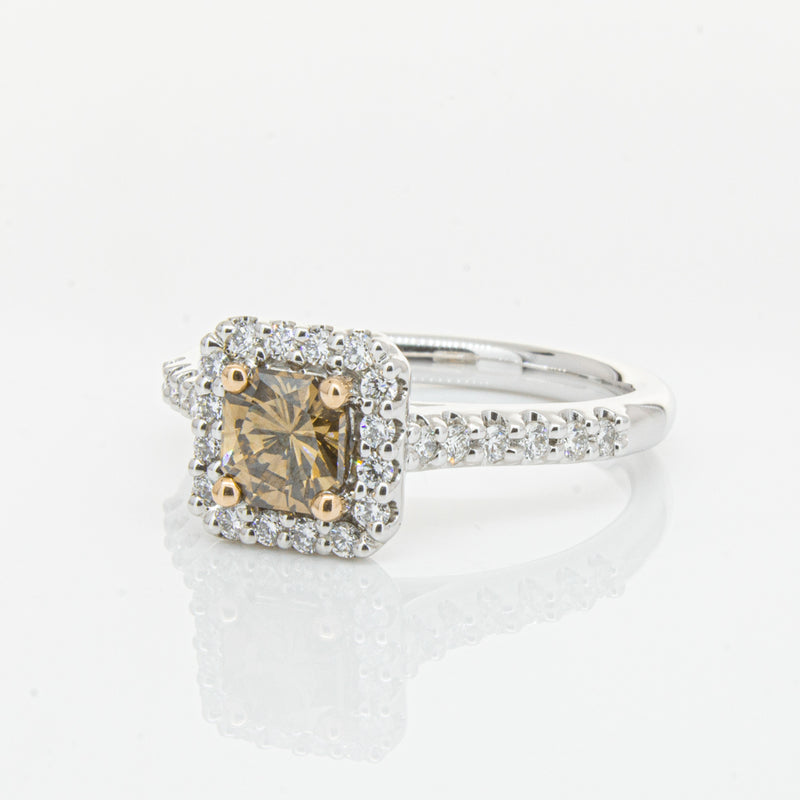 18ct White Gold .72ct Mocha Princess Cut Diamond Manhattan Ring-Ring-Walker & Hall