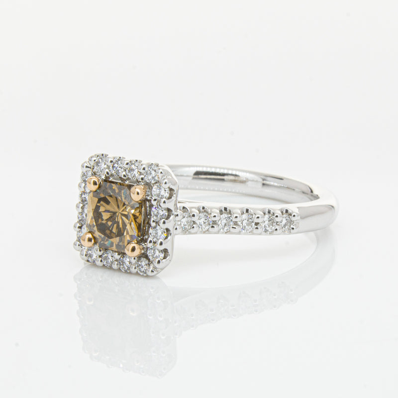 18ct White Gold .72ct Mocha Princess Cut Diamond Manhattan Ring-Ring-Walker & Hall