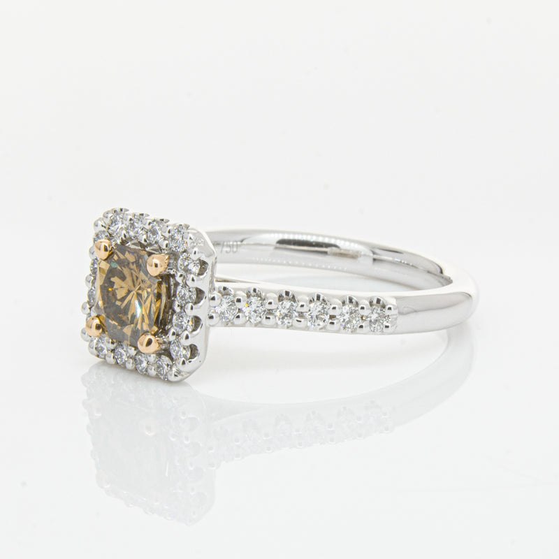 18ct White Gold .72ct Mocha Princess Cut Diamond Manhattan Ring-Ring-Walker & Hall