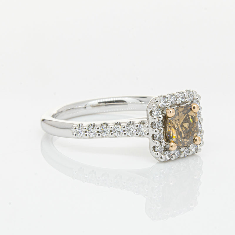 18ct White Gold .72ct Mocha Princess Cut Diamond Manhattan Ring-Ring-Walker & Hall