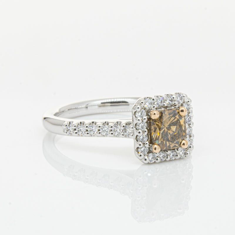 18ct White Gold .72ct Mocha Princess Cut Diamond Manhattan Ring-Ring-Walker & Hall