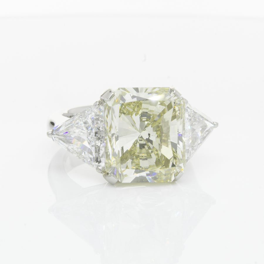 Platinum 10.09ct Radiant Cut Yellow Diamond Ring - Walker & Hall