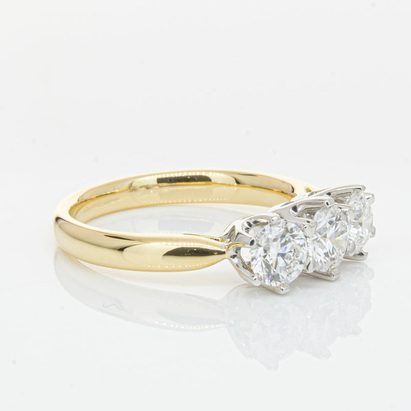 18ct Yellow Gold 1.21ct Diamond Trilogy Ring-Ring-Walker & Hall