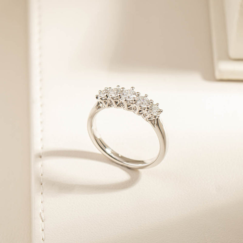 18ct White Gold Diamond Monarch Ring-Ring-Walker & Hall