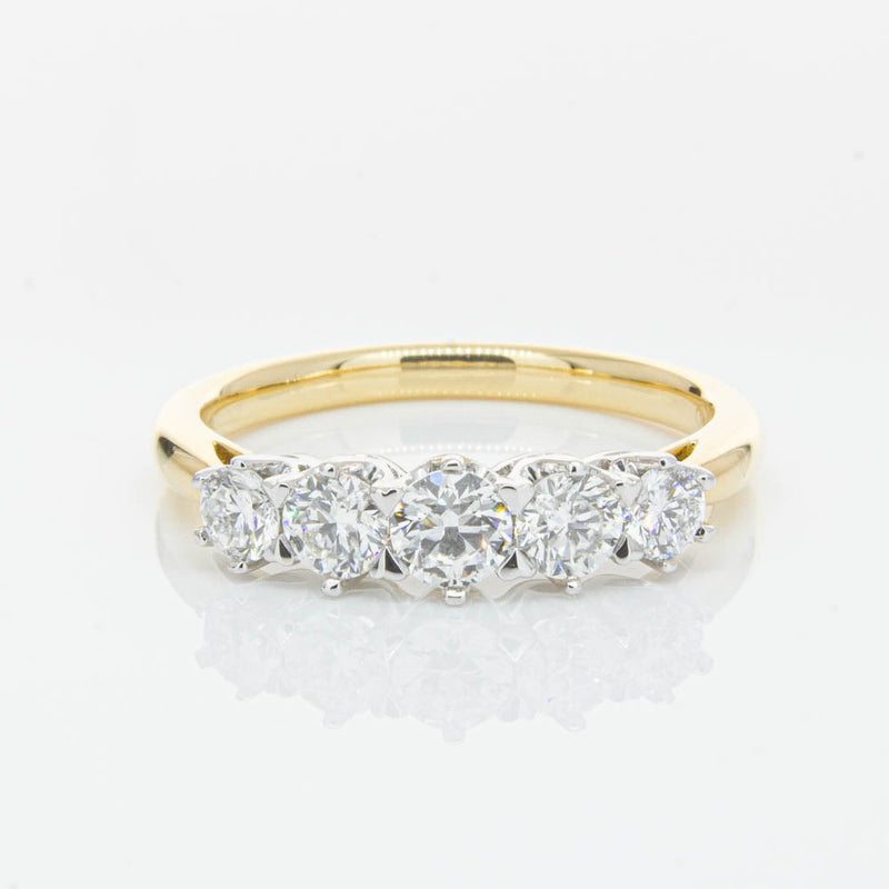 18ct Yellow Gold .80ct Diamond Pentagon Ring-Ring-Walker & Hall