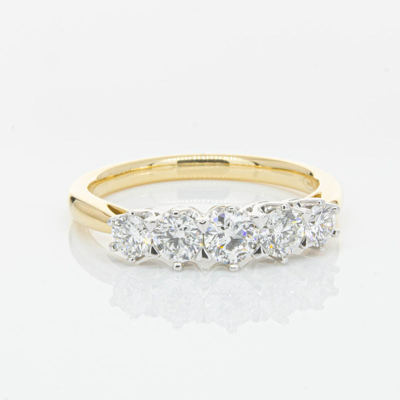 18ct Yellow Gold .80ct Diamond Pentagon Ring-Ring-Walker & Hall