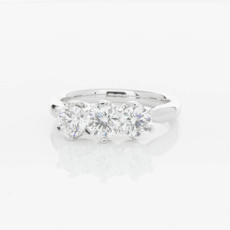 18ct White Gold 1.24ct Diamond Trilogy Ring-Ring-Walker & Hall