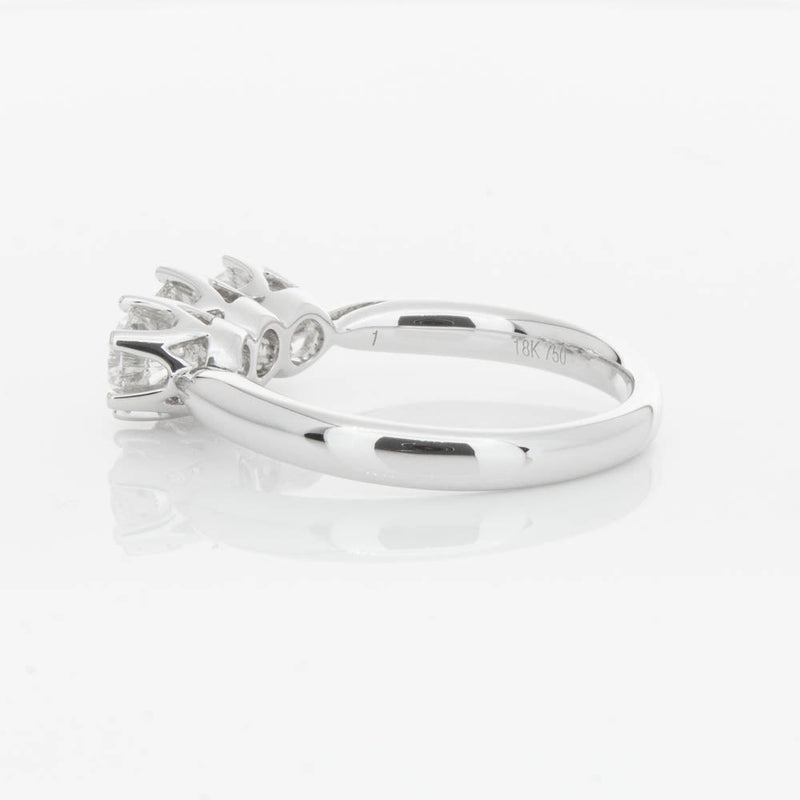 18ct White Gold 1.24ct Diamond Trilogy Ring-Ring-Walker & Hall