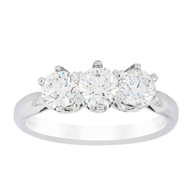 18ct White Gold 1.24ct Diamond Trilogy Ring-Ring-Walker & Hall