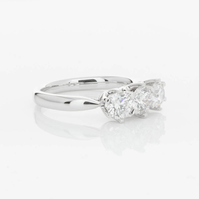 18ct White Gold 1.24ct Diamond Trilogy Ring-Ring-Walker & Hall