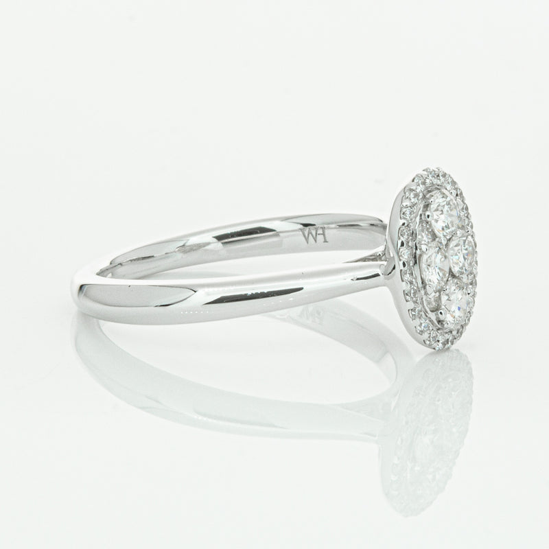 14ct White Gold Diamond Oval Saturn Ring-Ring-Walker & Hall