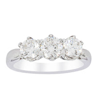 18ct White Gold 1.59ct Diamond Trilogy Ring-Ring-Walker & Hall