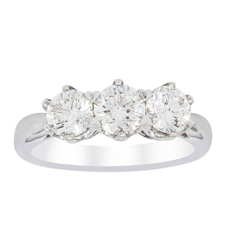 18ct White Gold 1.59ct Diamond Trilogy Ring-Ring-Walker & Hall