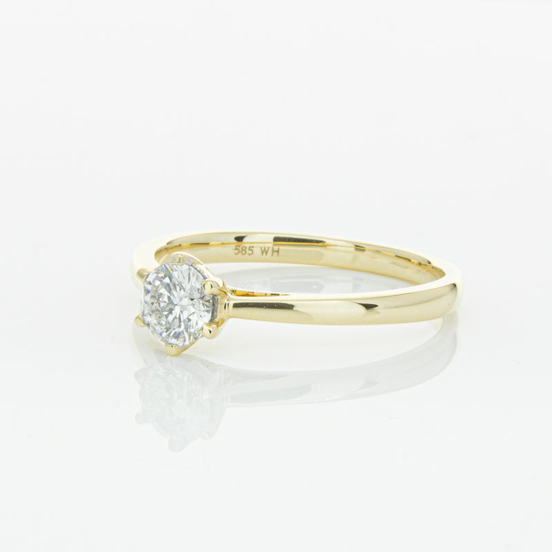 14ct Yellow Gold .40ct Diamond Lunette Ring-Ring-Walker & Hall