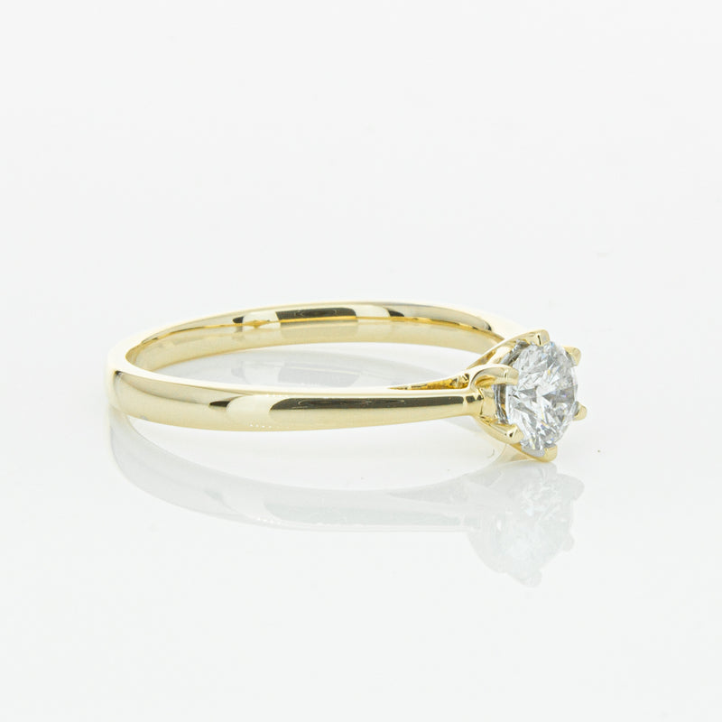 14ct Yellow Gold .40ct Diamond Lunette Ring-Ring-Walker & Hall
