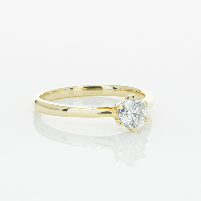 14ct Yellow Gold .40ct Diamond Lunette Ring-Ring-Walker & Hall