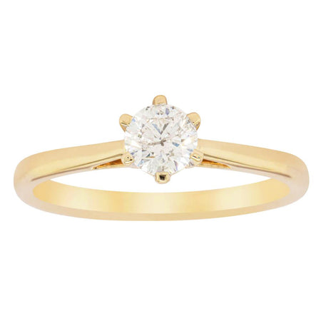 14ct Yellow Gold .40ct Diamond Lunette Ring - Ring - Walker & Hall