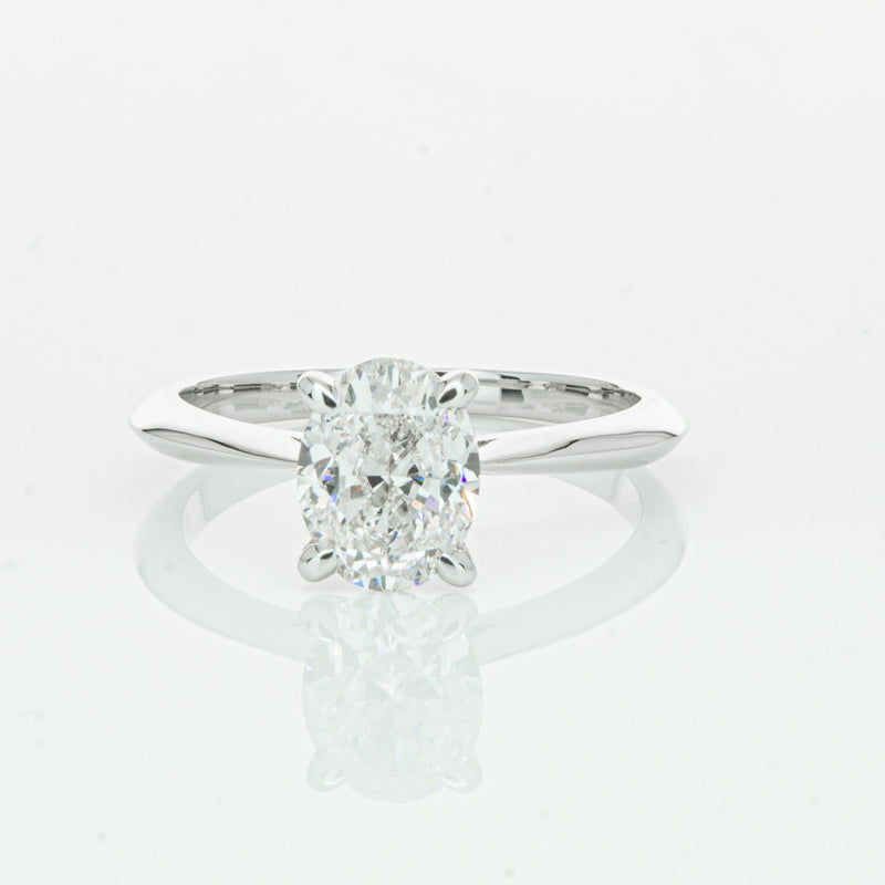 18ct White Gold 1.50ct Oval Cut Diamond Venetian Ring-Ring-Walker & Hall