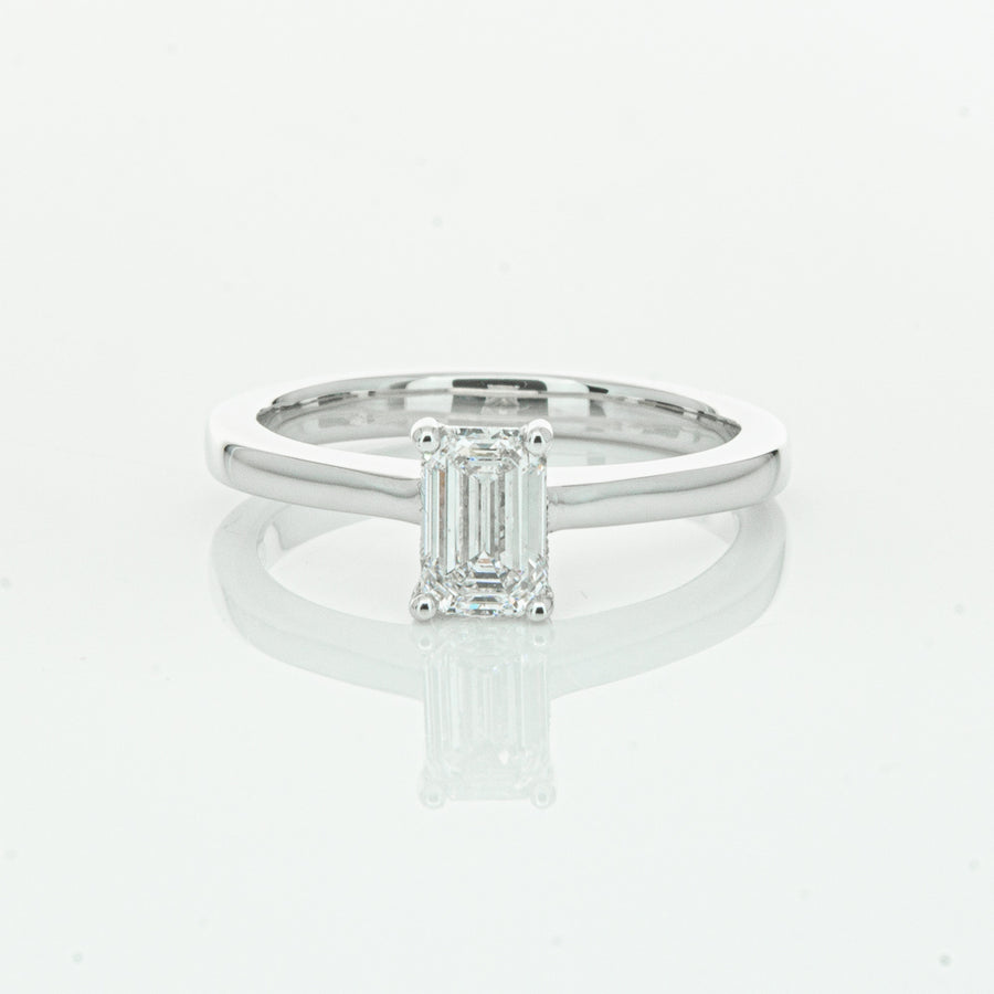 18ct White Gold .76ct Emerald Cut Diamond Ring - Ring - Walker & Hall