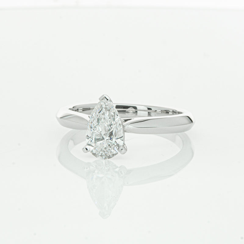 18ct White Gold 1.00ct Pear Cut Diamond Venetian Ring-Ring-Walker & Hall