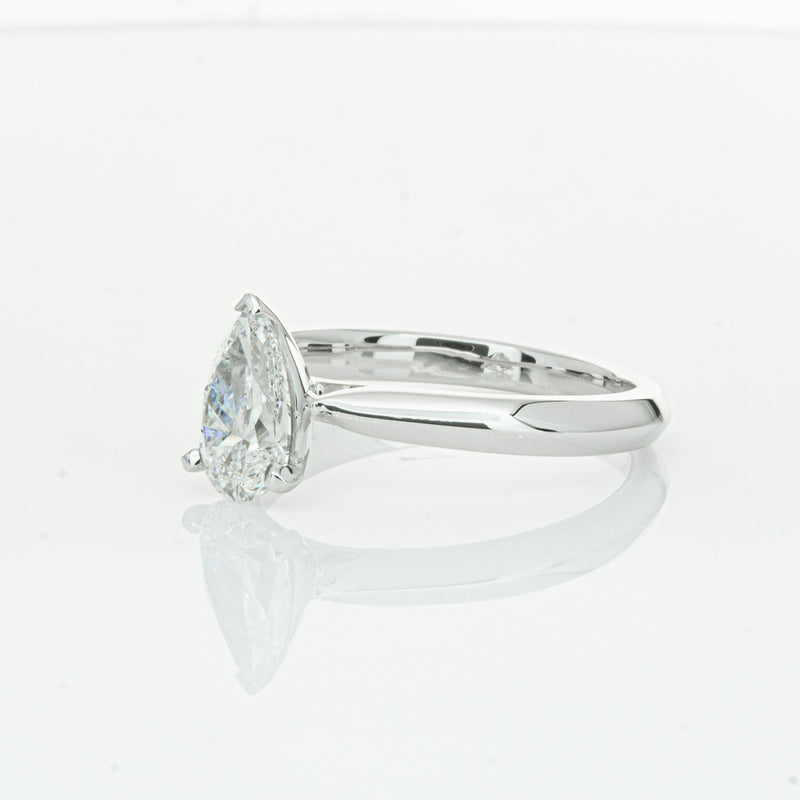 18ct White Gold 1.00ct Pear Cut Diamond Venetian Ring-Ring-Walker & Hall