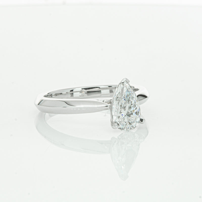 18ct White Gold 1.00ct Pear Cut Diamond Venetian Ring-Ring-Walker & Hall
