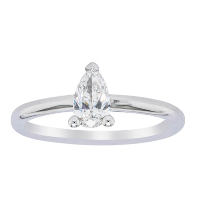18ct White Gold .40ct Pear Cut Diamond Melba Ring-Ring-Walker & Hall