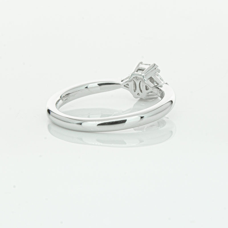 18ct White Gold .50ct Emerald Cut Diamond Ring-Ring-Walker & Hall