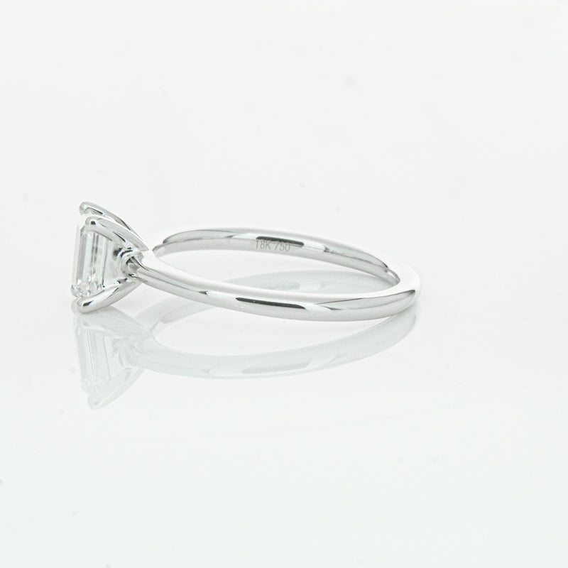 18ct White Gold .72ct Emerald Cut Diamond Melba Ring-Ring-Walker & Hall