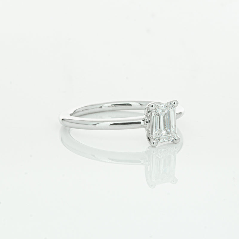 18ct White Gold .72ct Emerald Cut Diamond Melba Ring-Ring-Walker & Hall
