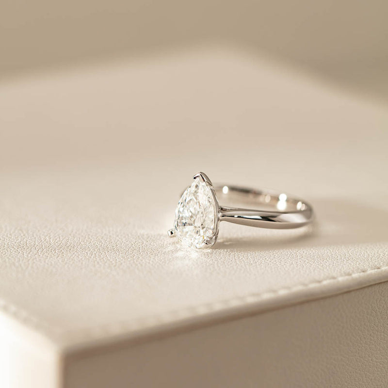 18ct White Gold 2.00ct Pear Cut Diamond Venetian Ring-Ring-Walker & Hall