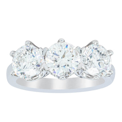 18ct White Gold 3.00ct Diamond Trilogy Ring-Ring-Walker & Hall