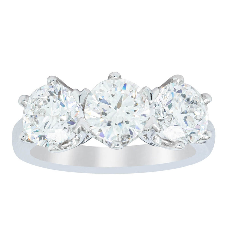 18ct White Gold 3.00ct Diamond Trilogy Ring-Ring-Walker & Hall