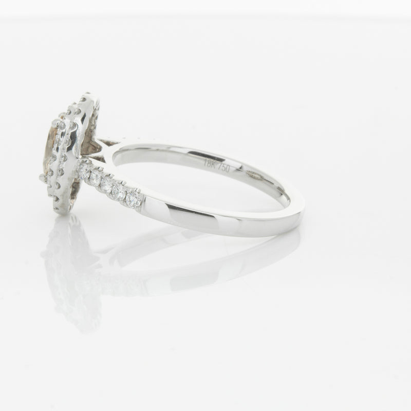 18ct White Gold .50ct Oval Cut Champagne Diamond Rosa Ring-Ring-Walker & Hall