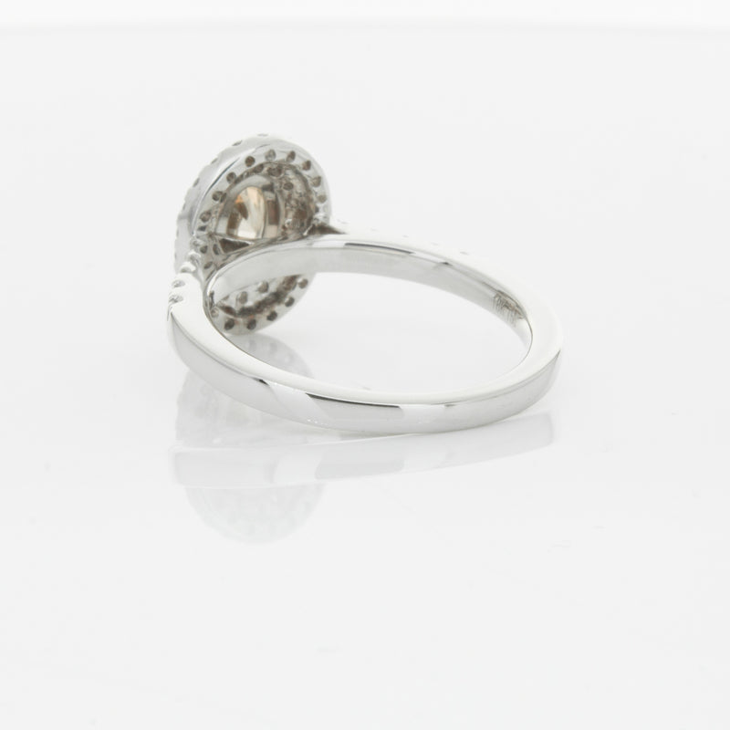 18ct White Gold .50ct Oval Cut Champagne Diamond Rosa Ring-Ring-Walker & Hall
