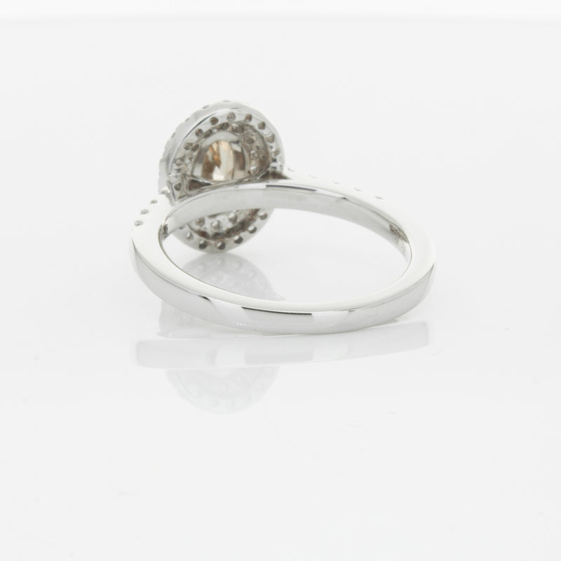 18ct White Gold .50ct Oval Cut Champagne Diamond Rosa Ring-Ring-Walker & Hall