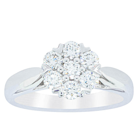 18ct White Gold .65ct Diamond Lotus Ring-Ring-Walker & Hall
