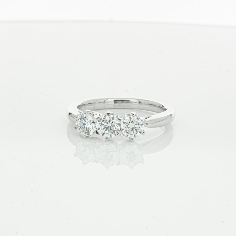 18ct White Gold .94ct Diamond Trilogy Ring-Ring-Walker & Hall