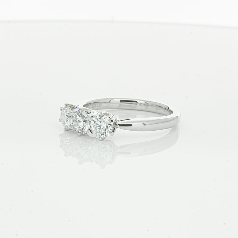 18ct White Gold .94ct Diamond Trilogy Ring-Ring-Walker & Hall