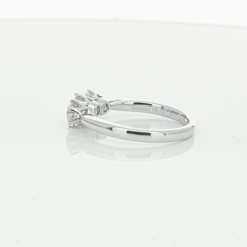 18ct White Gold .94ct Diamond Trilogy Ring-Ring-Walker & Hall