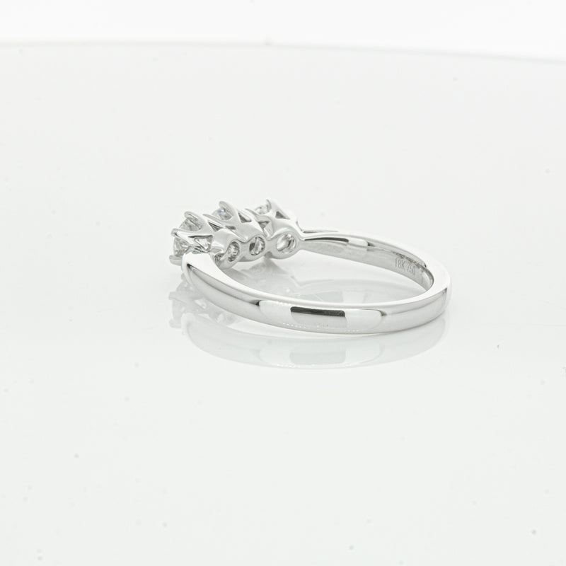 18ct White Gold .94ct Diamond Trilogy Ring-Ring-Walker & Hall