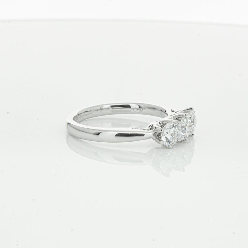 18ct White Gold .94ct Diamond Trilogy Ring-Ring-Walker & Hall