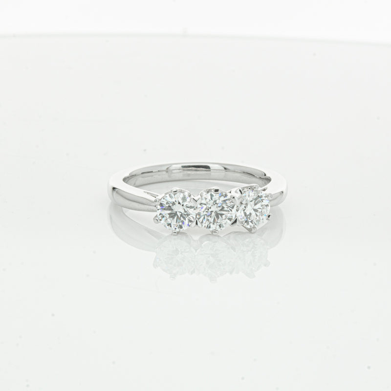 18ct White Gold .94ct Diamond Trilogy Ring-Ring-Walker & Hall