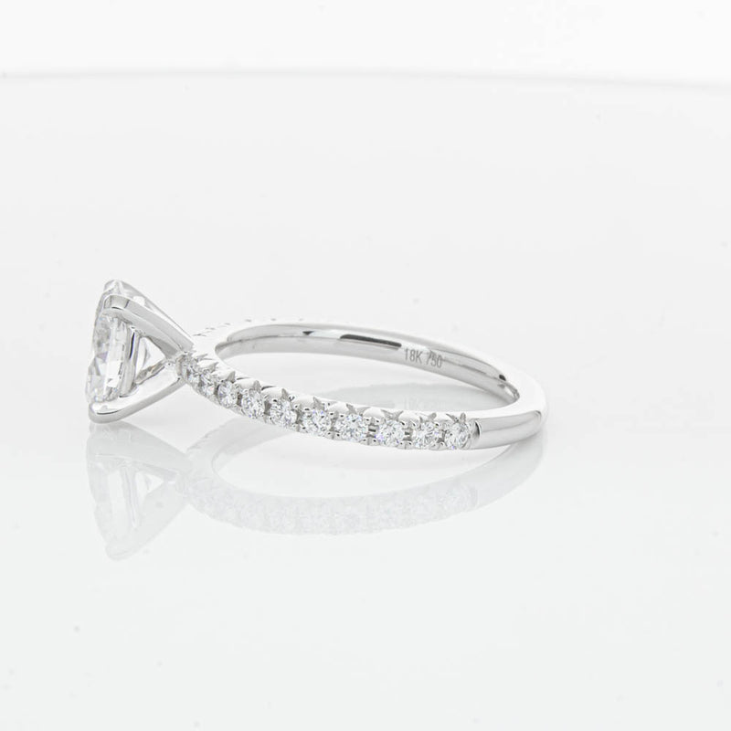 18ct White Gold 1.01ct Oval Cut Diamond Comet Ring-Ring-Walker & Hall