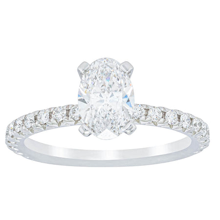 18ct White Gold 1.01ct Oval Cut Diamond Comet Ring-Ring-Walker & Hall