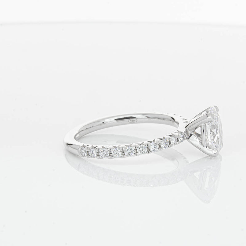18ct White Gold 1.01ct Oval Cut Diamond Comet Ring-Ring-Walker & Hall